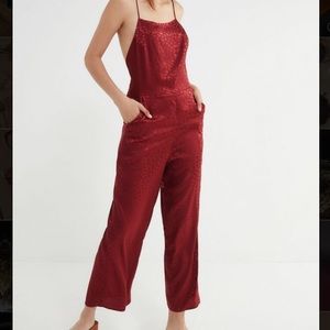 NWT UO Red Silky Halter Jumpsuit